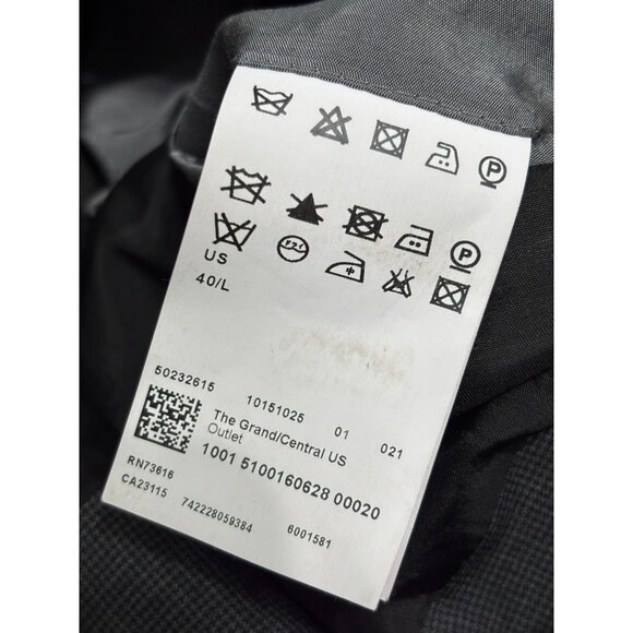 Hugo Boss Mens Blazer Jacket Sz 40L Gray Wool Houndstooth 2 Button Sport Coat - Picture 6 of 9